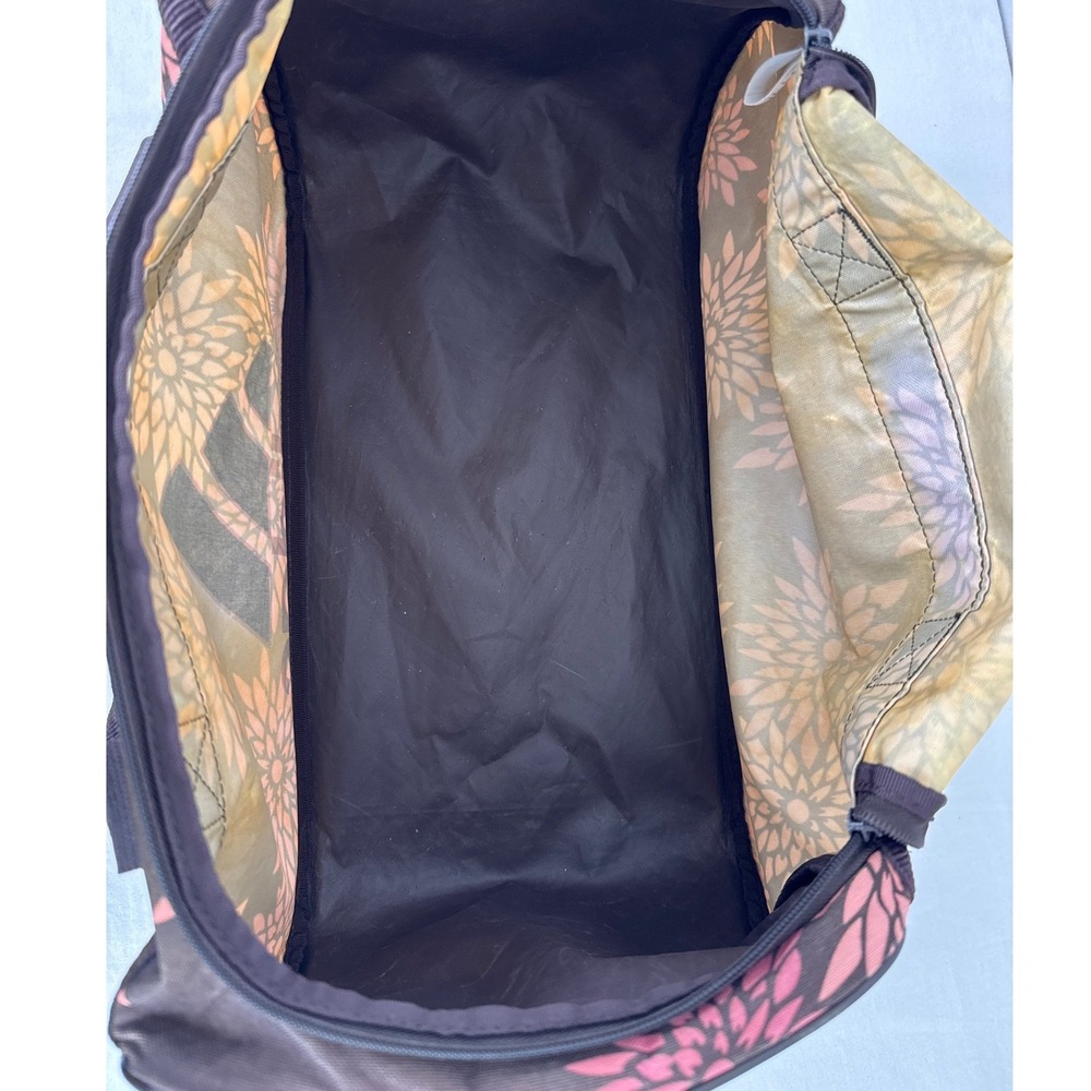 Adidas Floral Duffel Bag Brown Pink Orange Chrysanthemum Gym Travel Small Bag - Picture 6 of 9